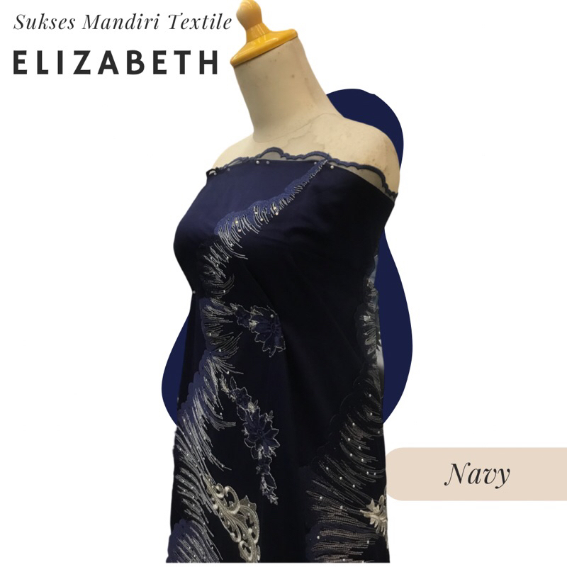 [ELIZABETH] Navy, Blue, Dongker. Brukat Tulle Mewah | Harga ½ meter = 50 cm (Bahan Dress Bridesmaid,