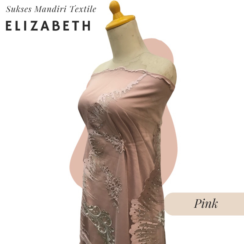 [ELIZABETH] Pink, Dusty Pink. Brukat Tulle Mewah | Harga ½ meter = 50 cm (Bahan Dress Bridesmaid, Ko