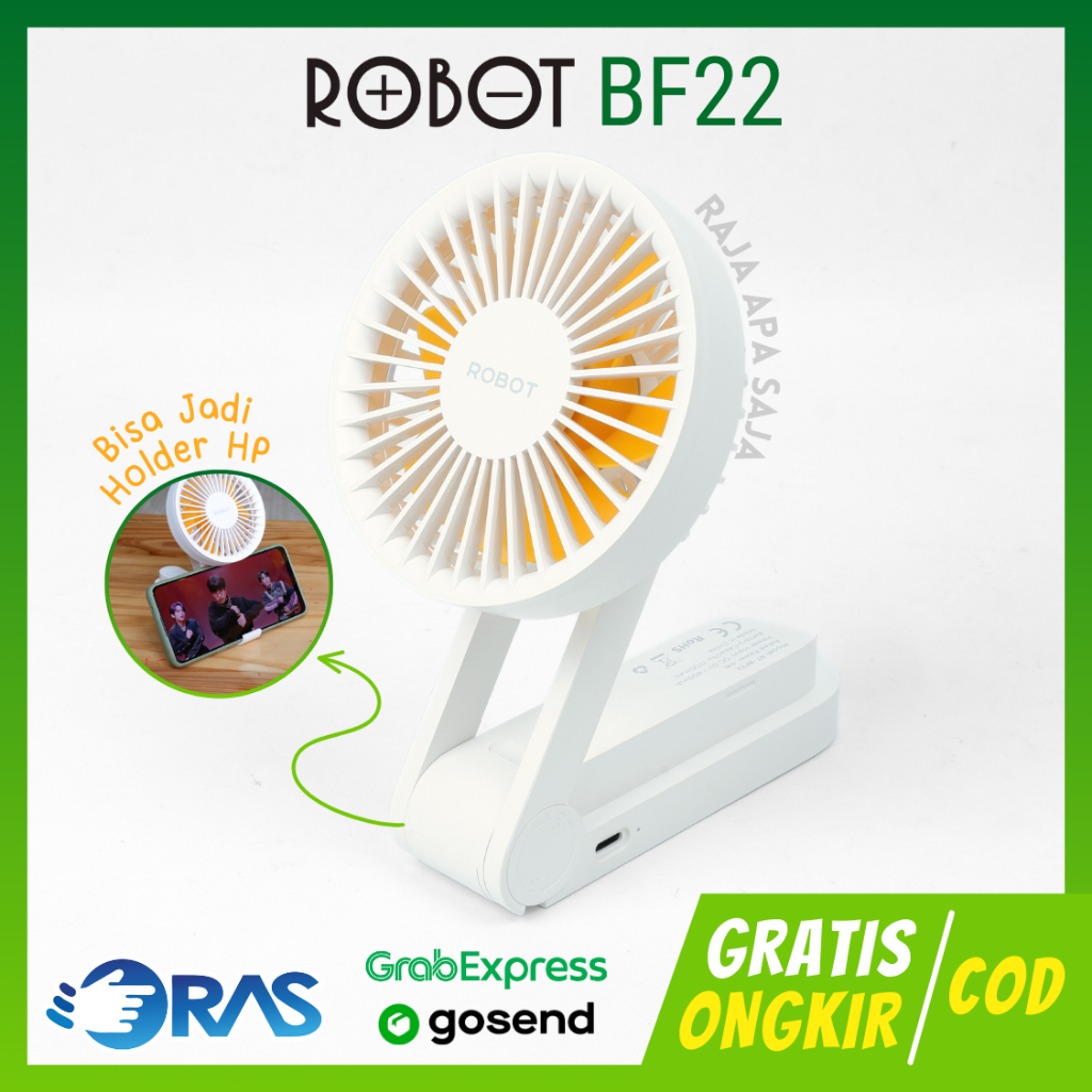 Kipas Angin Kecil Mini Fan Portable Lipat Bisa Jadi Holder HP Tangan Genggam Wireless USB Robot BF22