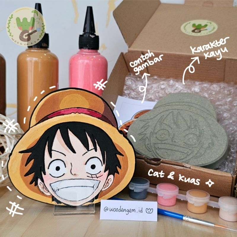 

DIY Wood Character Painting Melukis Mainan Edukatif Anak Hampers Lucu Kayu Karakter Luffy Head Anime
