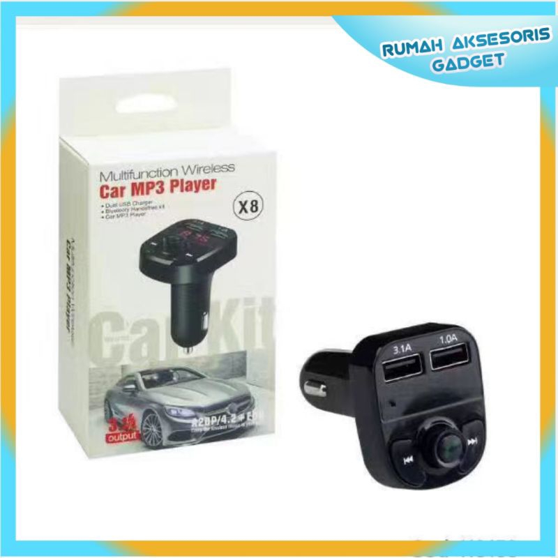 CAR CHARGER SAVER BLUETOOTH LED RGB MD01 MD02 X8 DENGAN 2 USB FM MODULATOR Mobil TRANSMISI MP3