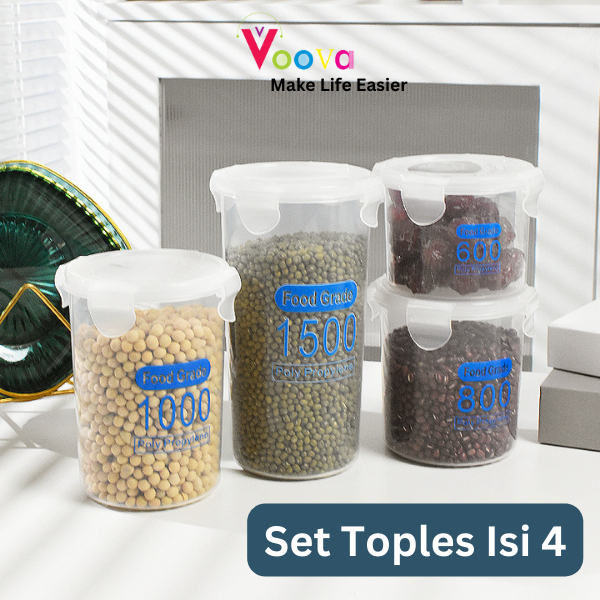 VOOVA Toples Tabung Serbaguna/ Toples Tebal/ Toples Kedap Udara/ Toples Plastik Tebal