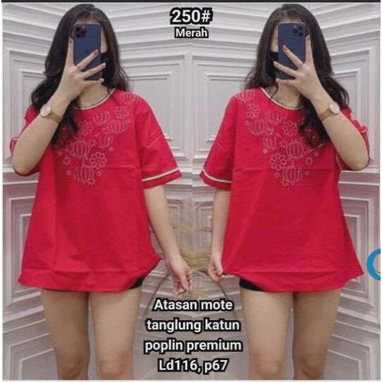 blouse jumbo merah 2xl 3xl 4xl 5xl 6-tcc mote tanglung pw250