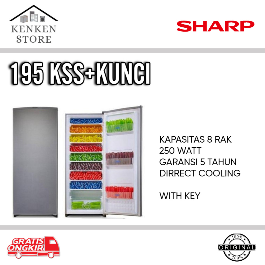 KULKAS FREEZER SHARP 8RAK 195KSS WITH KEY