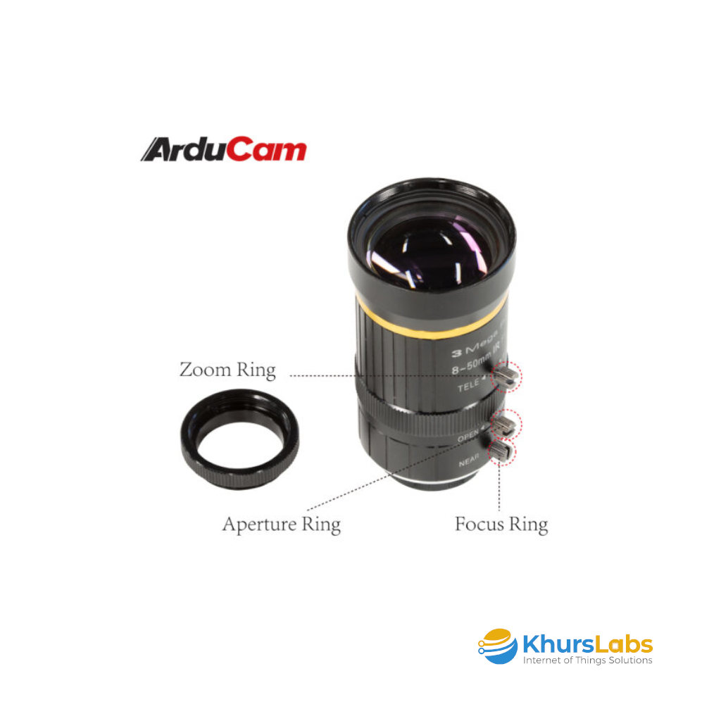 Arducam 8 - 50mm C - Mount Zoom Lens for IMX477 Raspberry Pi HQ Camera