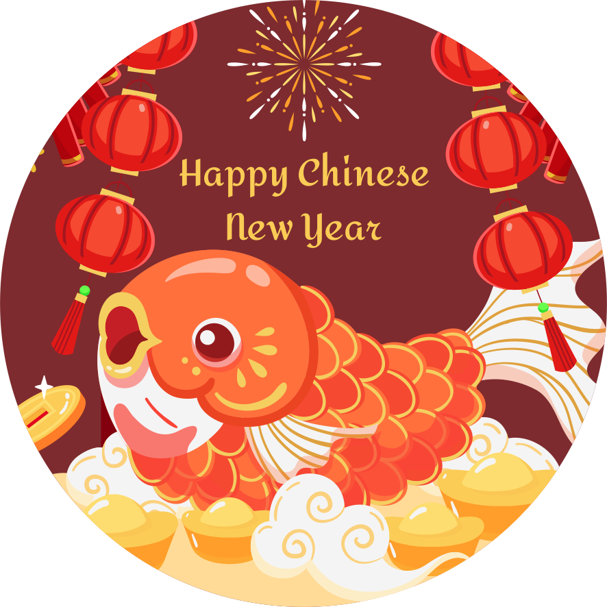 

Sticker Imlek Bulat/ Sticker Kue Kering/ Sticker Murah/ ST Koi