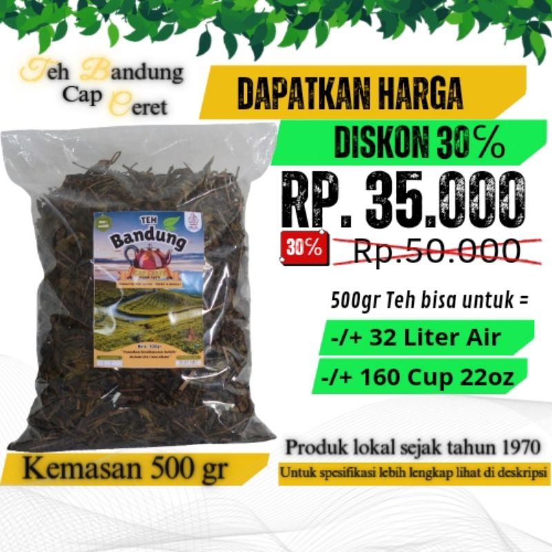 

TEH BANDUNG CAP CERET | (500gr) | TEH RACIKAN WANGI, SEPET, KENTEL, NIKMAT | COCOK UNTUK USAHA ES TEH ANGKRINGAN, KEDAI, CAFE DAN COCOK UNTUK HIDANGAN SEHARI - HARI, RUMAH MAKAN, WARTEG ,WARUNG BAKSO DLL.