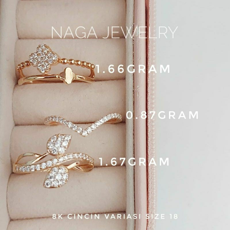 CINCIN VANCY DAUN BUNGA AUREL MATA EMAS KADAR 375 SIZE 18