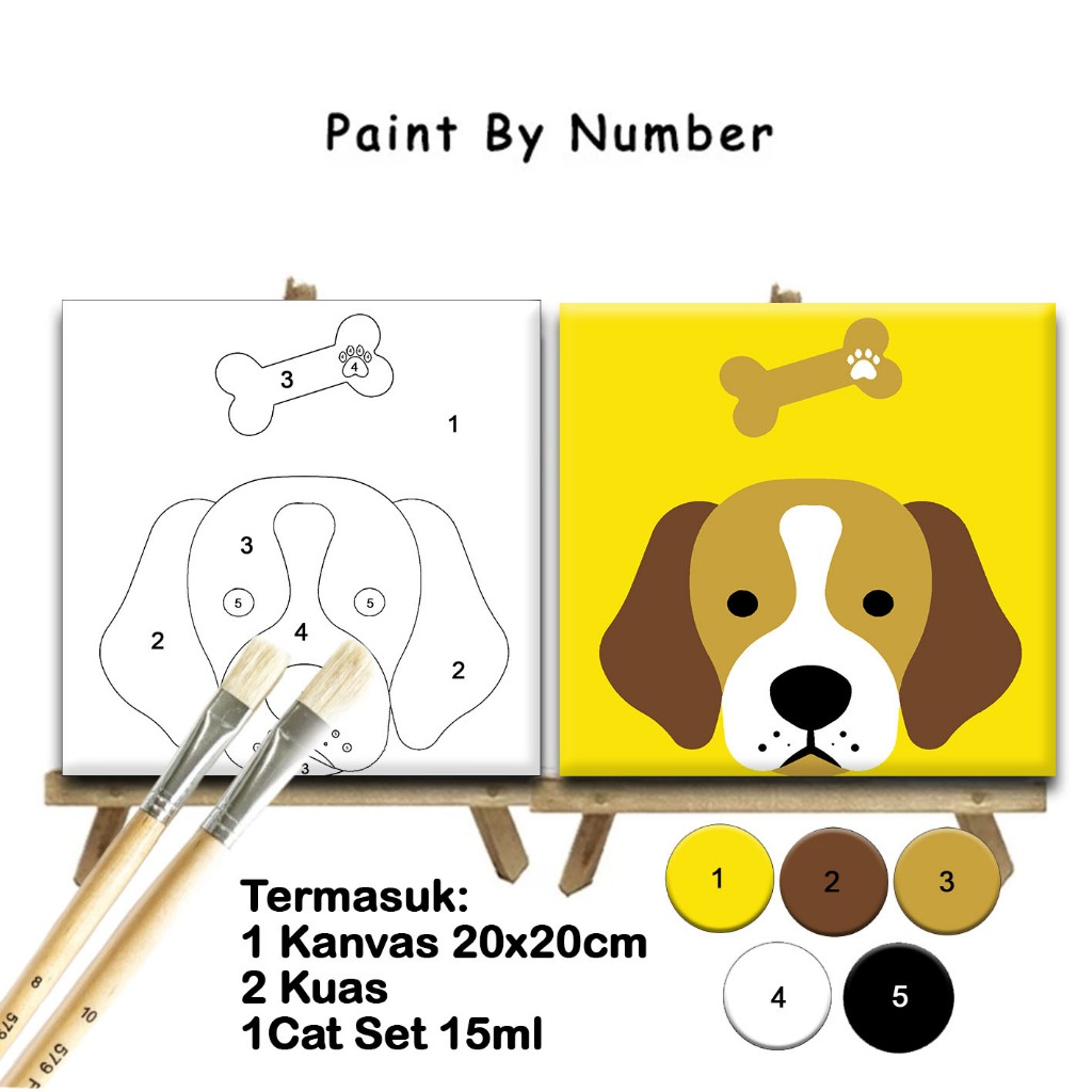 

PAKET Hampers Paint By Numbers Kids Kanvas Lukis DIY Painting Dog