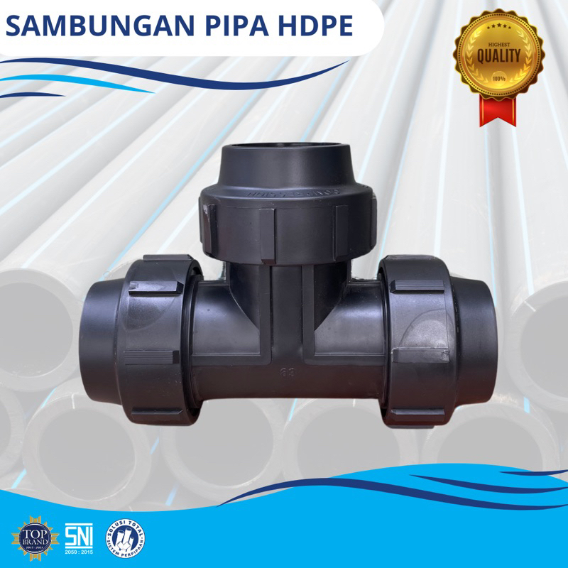 Sambungan Tee Pipa Hdpe 1-1/4 Inch 40 mm - Fitting Compression Hdpe