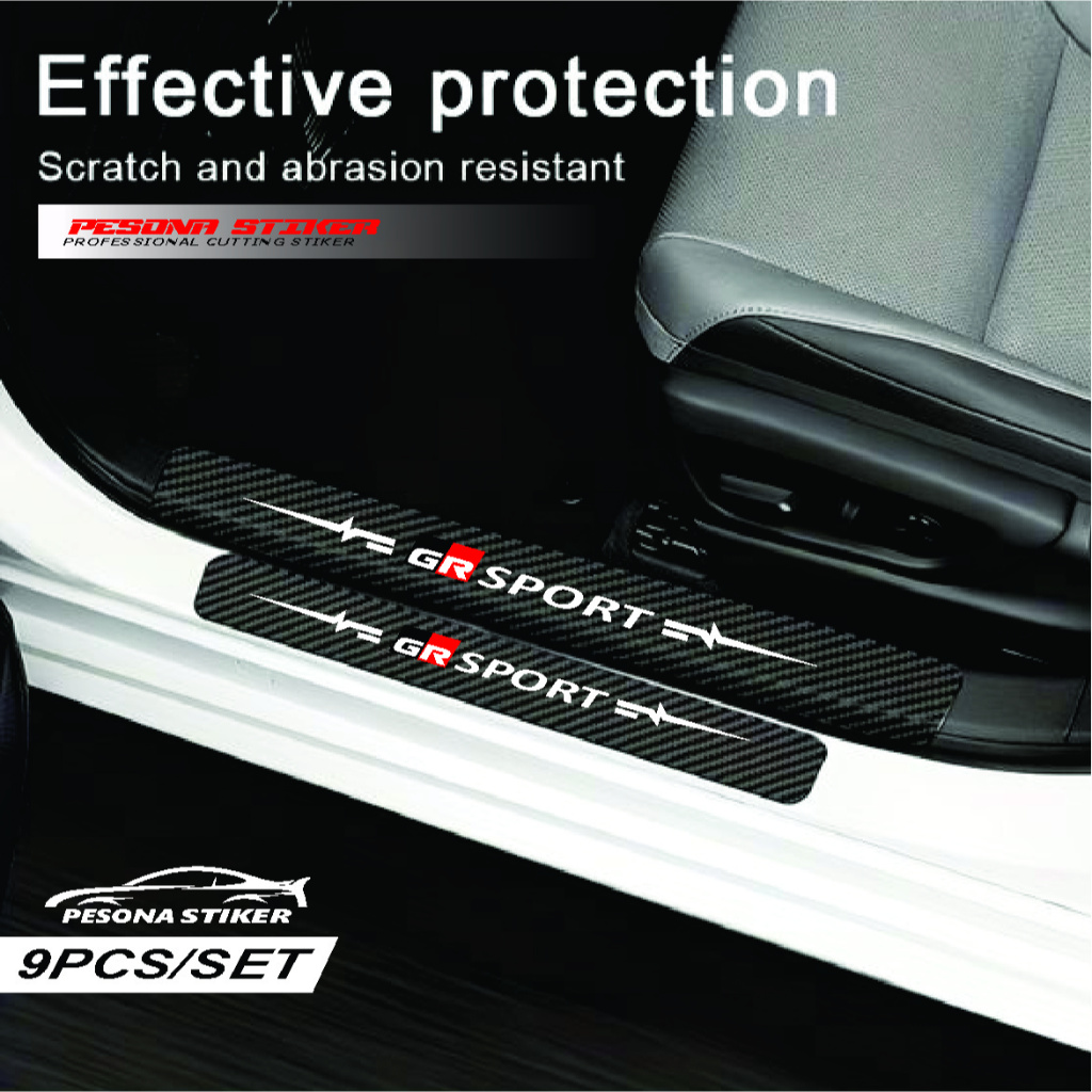 stiker carbon 3D stiker pengaman mobil GR SPORT stiker carbon mobil GR SPORT stiker carbon pengaman 