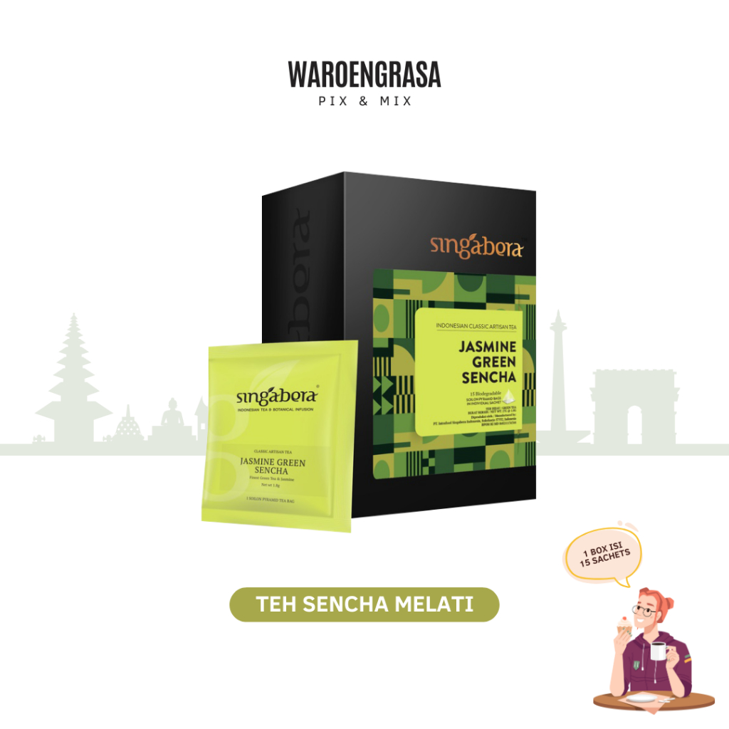 

Singabera Tea - Jasmine Green Sencha - Teh Hijau Melati Premium - 15 sachets