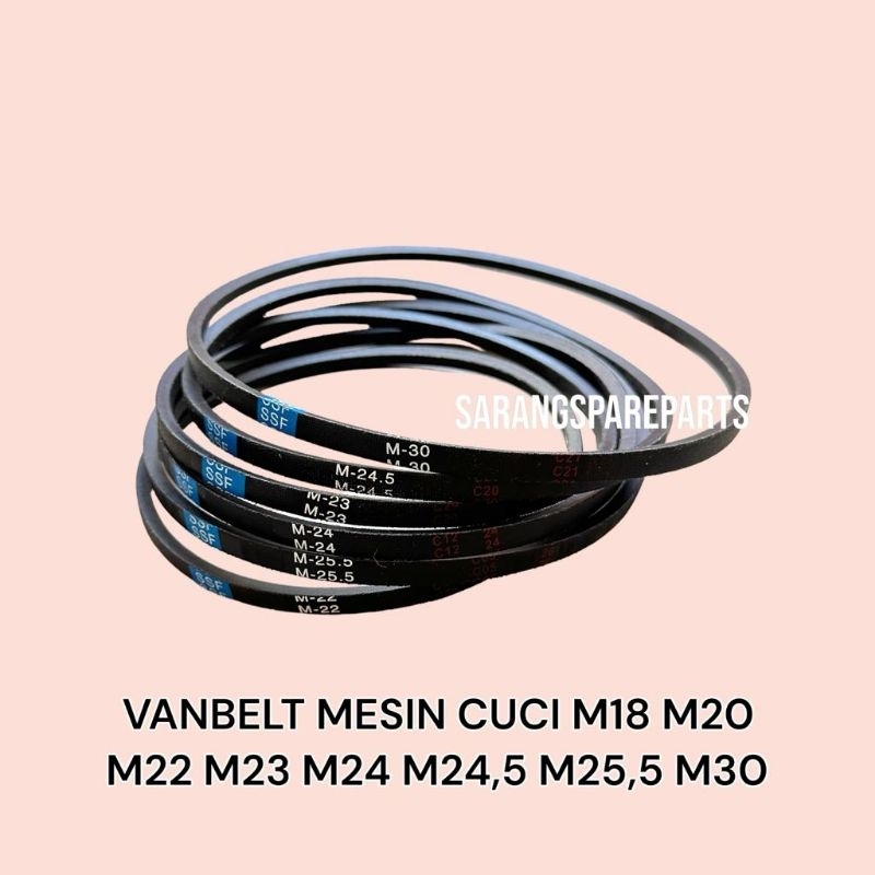 FANBELT MESIN CUCI UMUM / VANBELT MESIN CUCI UKURAN M18 - M20 - M22 - M23 - M24 - M24,5 - M25,5 - M3