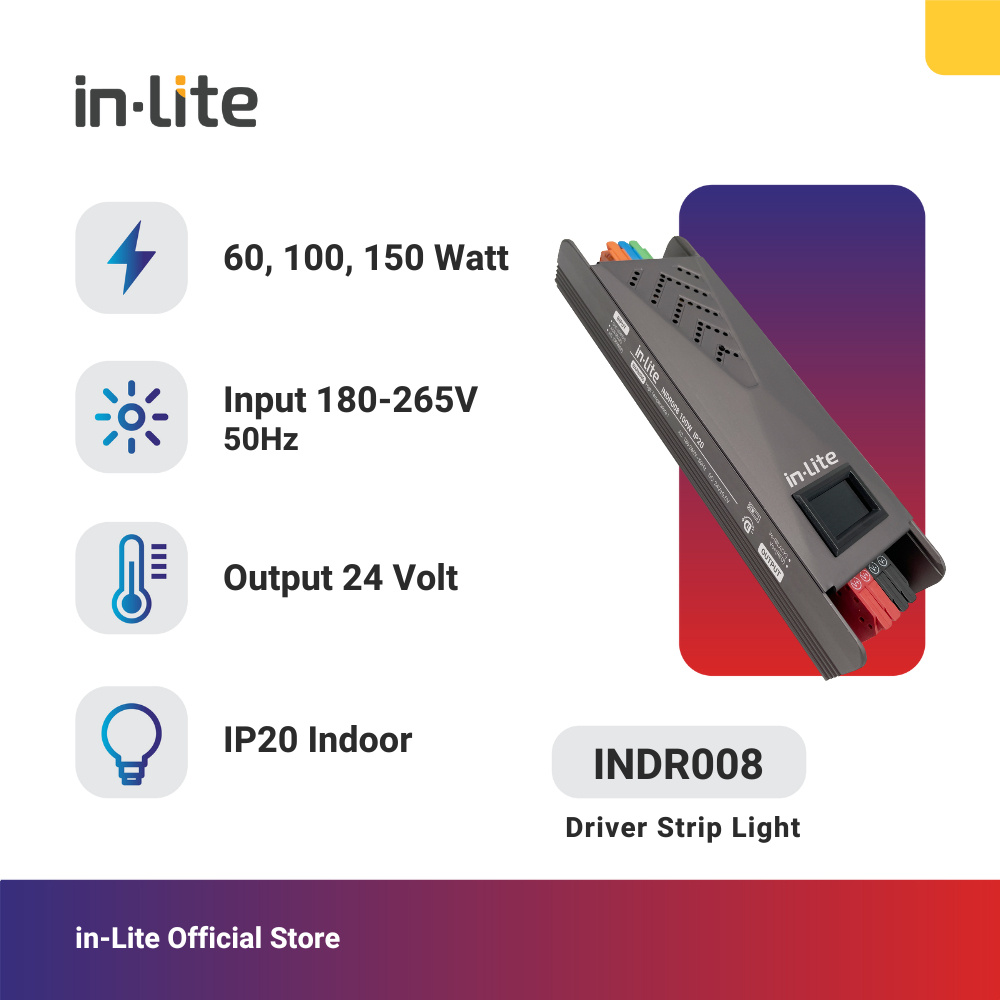 in-Lite Driver/Trafo untuk Strip Light INDR008 - 24 Volt