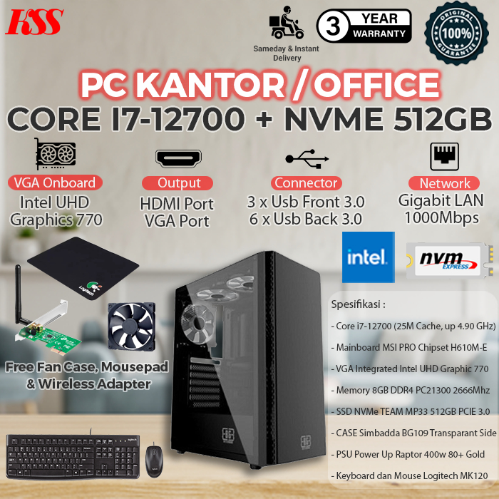 [New] PC/Komputer Core i7 Gen Terbaru + NVME 512GB Bergaransi