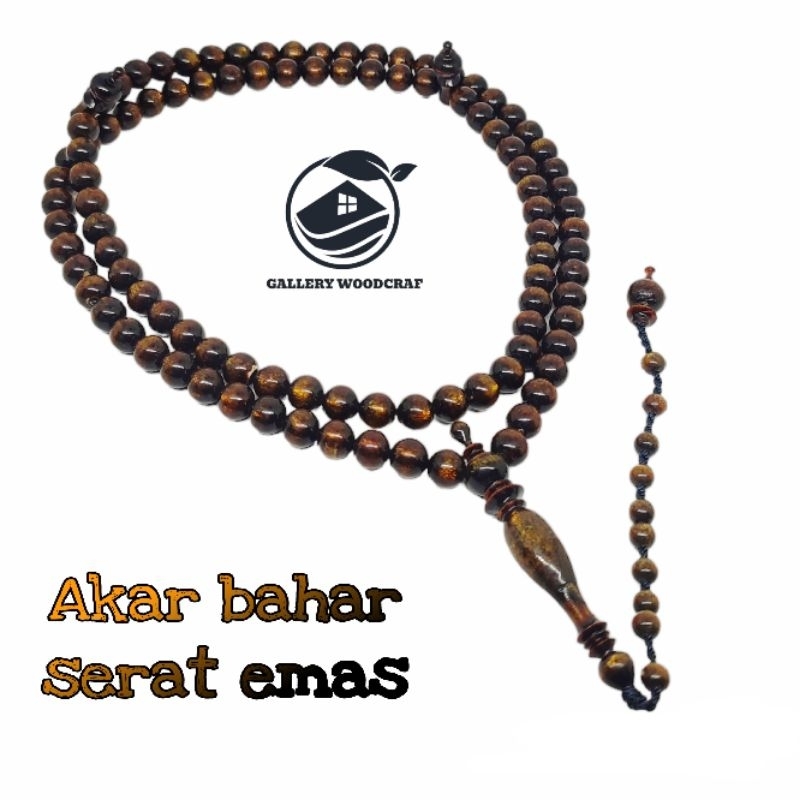 Tasbih Akar Bahar Laut Serat Emas Asli Premium_100% original