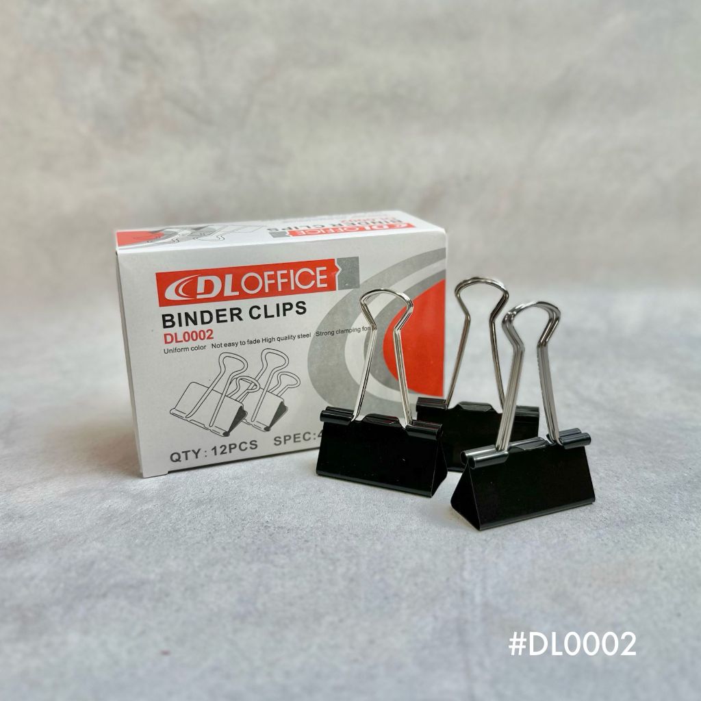 

Binder Clip Impor DL002 Ukuran 41 mm Penjepit Kertas No 200 Klip Binder 1 Box Isi 12 Pcs