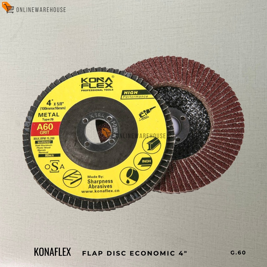 Konaflex Flap Disc Economic 4" 100x16mm Grit 60-240