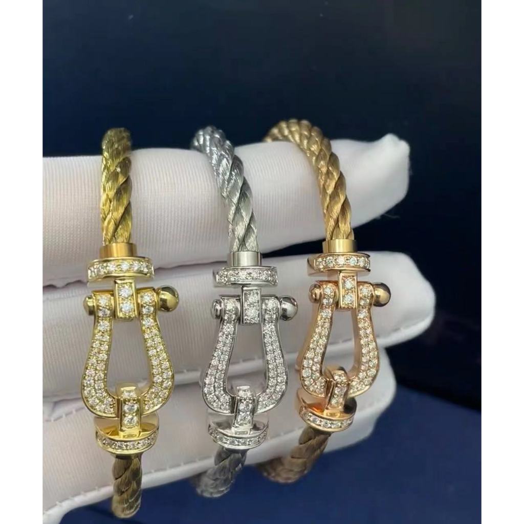 【17K / 750 emas asli】gelang gesper tapal kuda yang dapat digadaikan