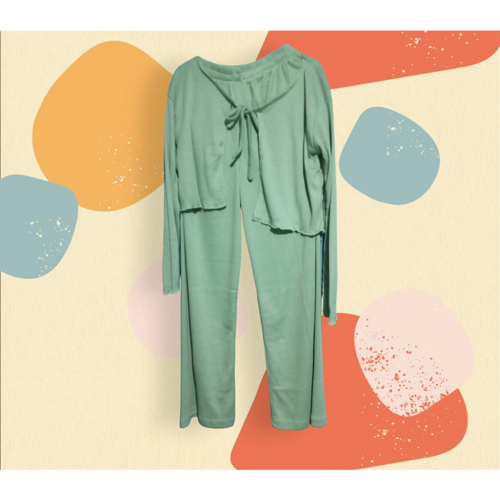 SETELAN WANITA RAJUT/ ONE SET WANITA KULOT+CARDIGAN CROP TOP