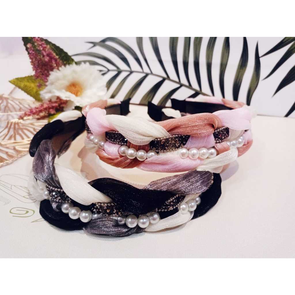 Bando Bandana Mutiara Korean Fashion Wanita Elegan High Quality Impor