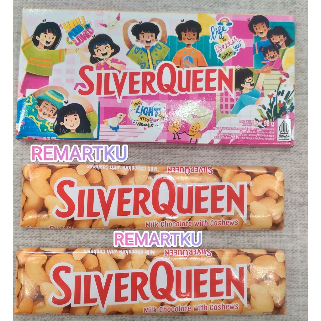 

SilverQueen Valentine isi 2 × 58gr | Silverqueen coklat cokelat cashews | SilverQueen cashew