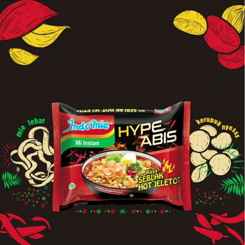 

INDOMIE SEBLAK HOT JELETOT MI KUAH INSTAN HYPE ABIS