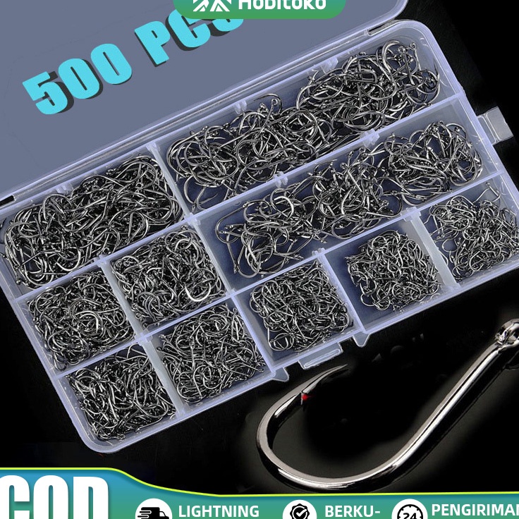 Promo Update  5 Pcs Fishing Hook Set Bahan Baja Karbon Dengan Tali 51pcs HighCarbon Steel Barbed Kai