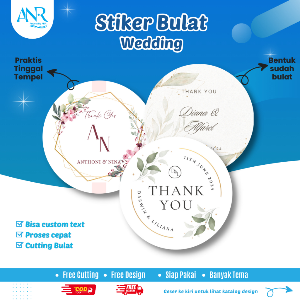 

D47 Stiker Bulat Wedding custom | Stiker tempal cutting bulat pernikahan lamaran tasyakuran tingjing label tempel box souvenir goodie bag bisa cod free custom