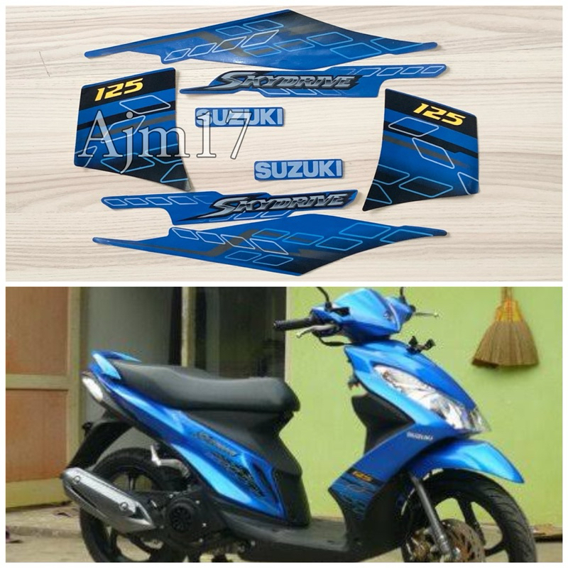 STIKER STRIPING MOTOR SUZUKI SKYDRIVE 2009 BIRU