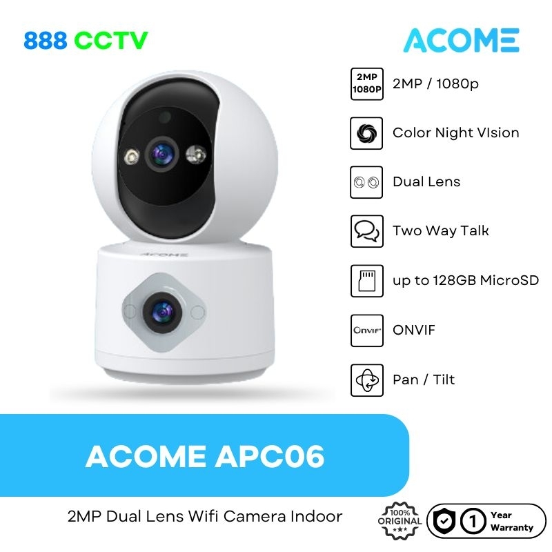 ACOME APC06 Smart CCTV Wifi Camera Dual Lens