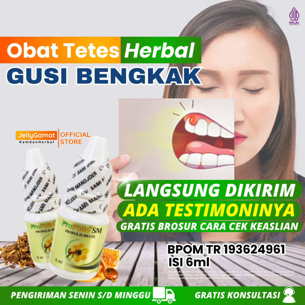 Obat Gusi Bengkak, Gusi Bengkak Bernanah, Obat Benjolan di Gusi - Propolis SM Herbal Alami, BISA COD