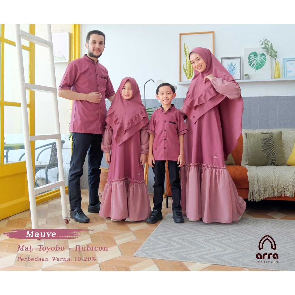 Sarimbit Baju Keluarga lebaran Couple Terbaru Koko Gamis Kerudung original  Model Mecca Mauve terbar