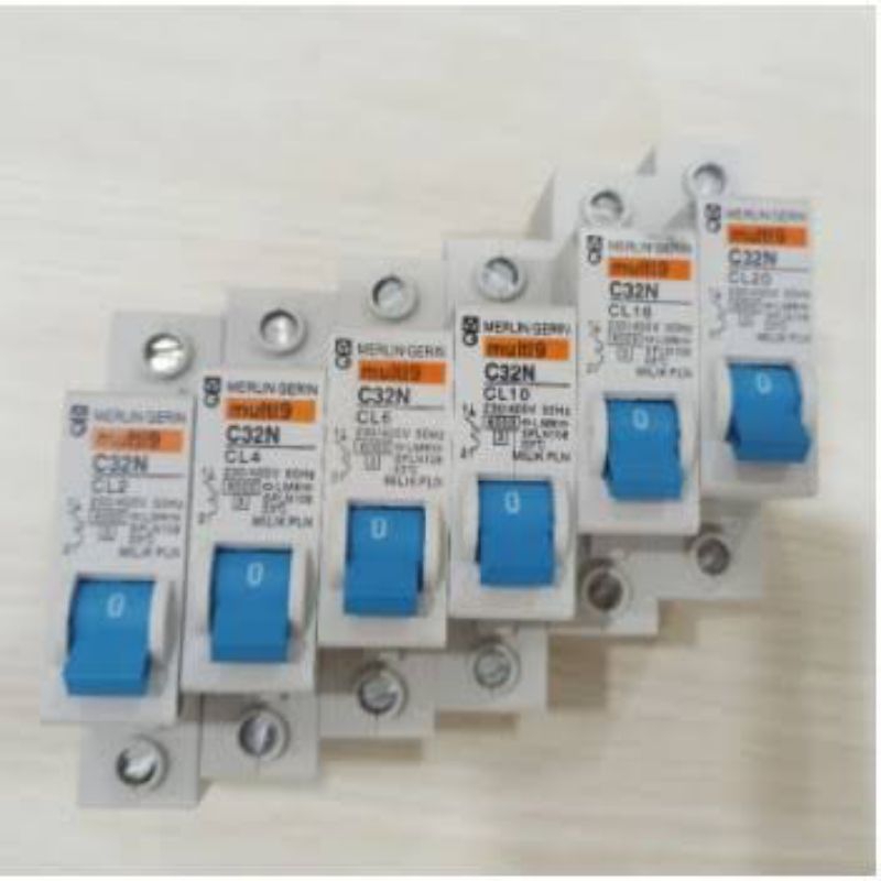 MCB biru multi 9 merlin gerin 2 4 6 10 Amper a pln spln 2a 4a 6a 10a 16a 20a 25a