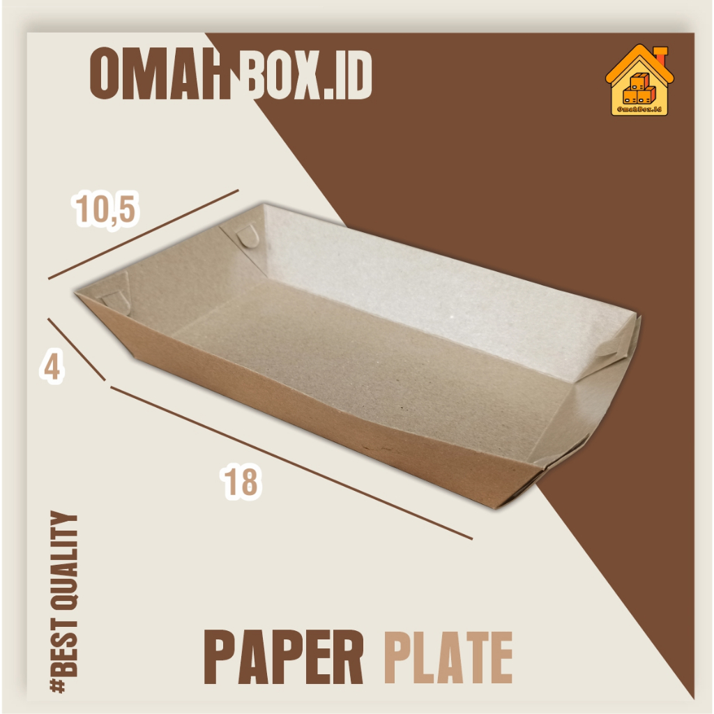 

Paper Plate | 18x10,5x4 cm | Kemasan Sate | Tray hotang | tray roasted corn | Laminasi Dalam |