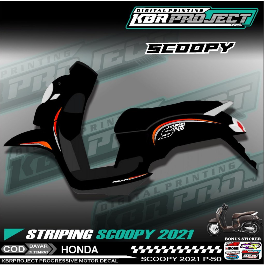 SCOOPY 2021 STIKER STRIPING PREMIUM MOTOR KEREN LIS VARIASI DESAIN RACING P.50 TRANSPARAN BISA COD