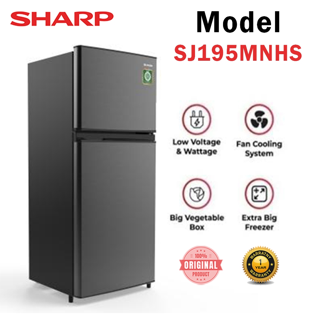 SHARP SJ-195MN-HS Kulkas Lemari Es 2 pintu 172 Liter SJ-195MN-HS / SJ 195MNHS