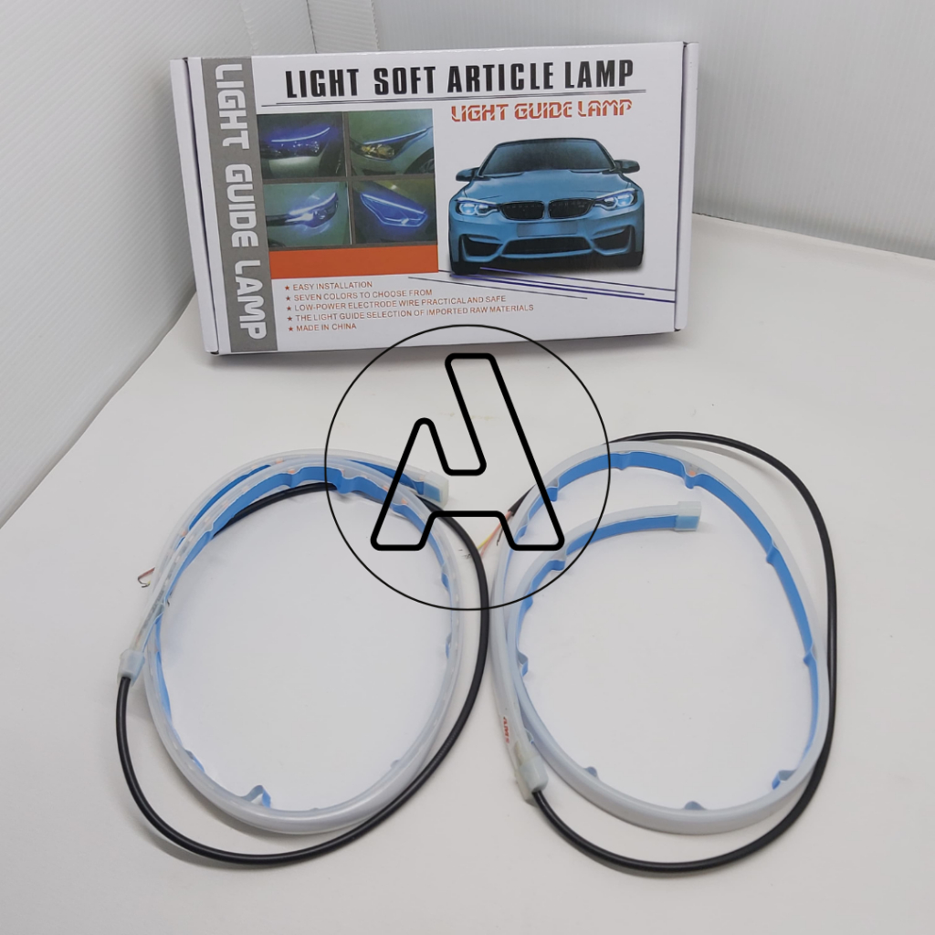 lampu alis Running LED DRL Lampu Alis Fleksibel Waterproof 2Mode Motor Mobil