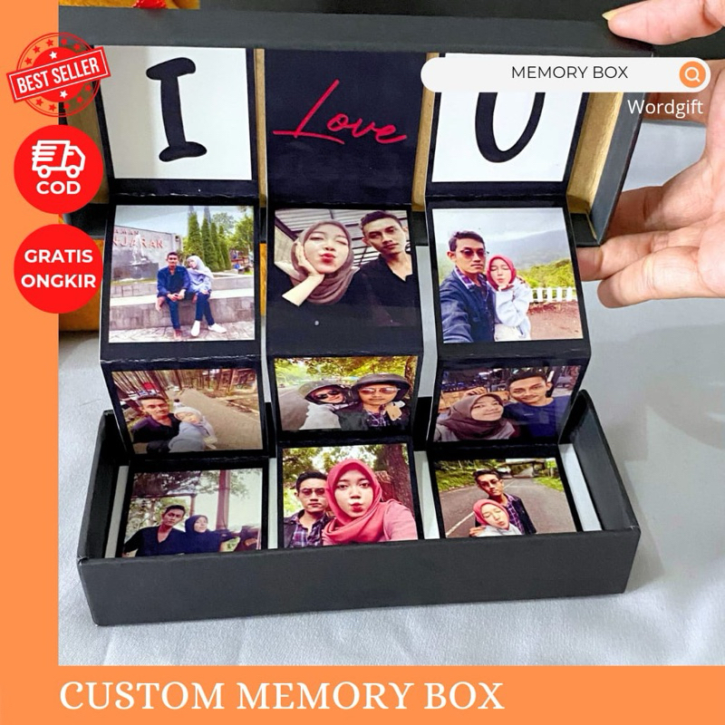 WORDGIFT Kado Memory Foto Box Hadiah Buat Ulang Tahun | Anniversary Cewek / Cowok Custom Murah - memorybox photobox untuk kado valentine - memory box kado unik bisa cod ready langsung kirim