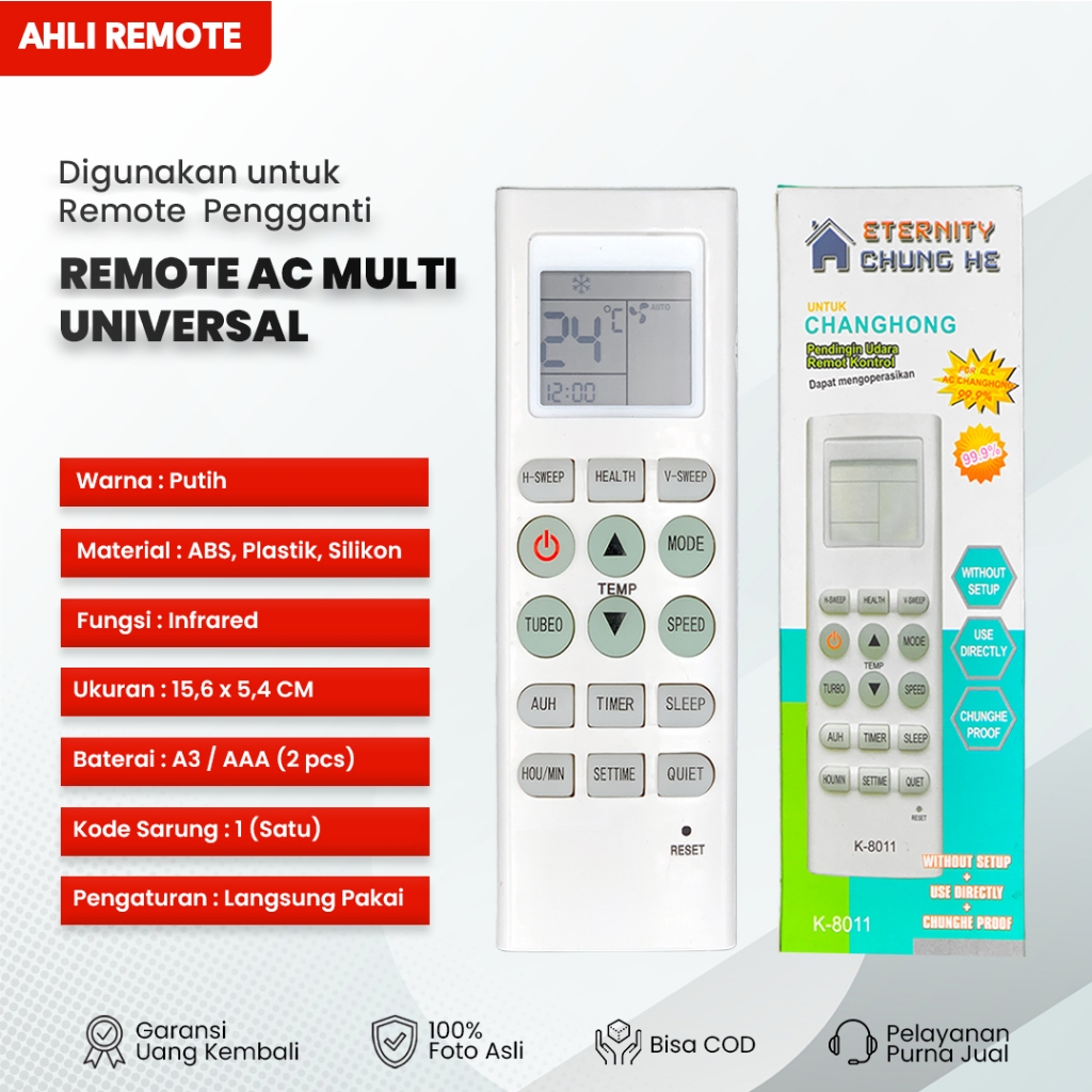 Remote AC Changhong Multi Universal (KKG9B-CH) / Remot AC Changhong