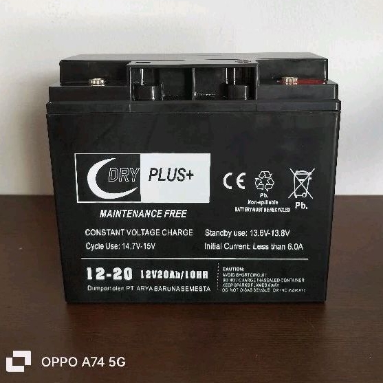 Aki Baterai Sepeda Motor Listrik 12V 20AH Dryplus Aki Motor Listrik