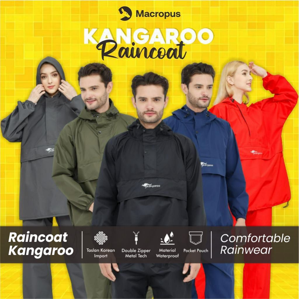 KANGAROO RAINCOAT Jas Hujan Kangguru Anti Tembus Premium Original Mantel Pria Dewasa Kanguru Jas Huj