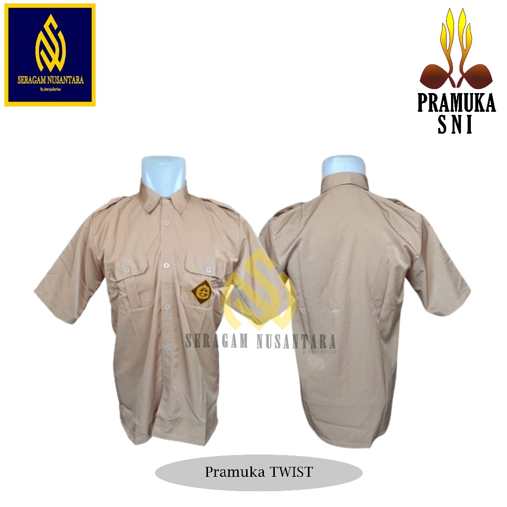 SN - Seragam sekolah SD SMP SMA Laki laki Baju pramuka Lengan pendek Bahan twist/licin