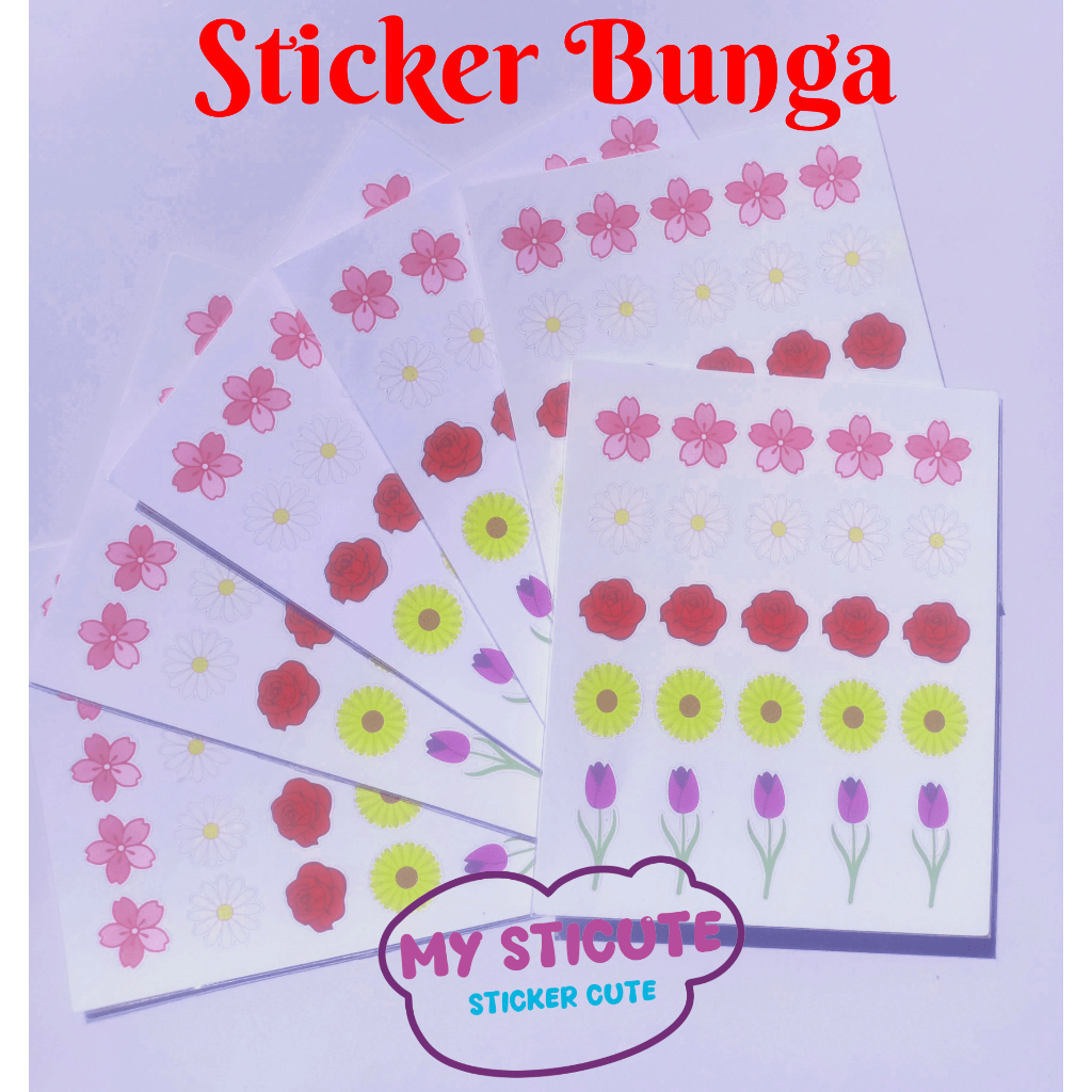 

(Beli 3 gratis 1)My StiCute Sticker Sheet Bunga Sticker Sheet Flower