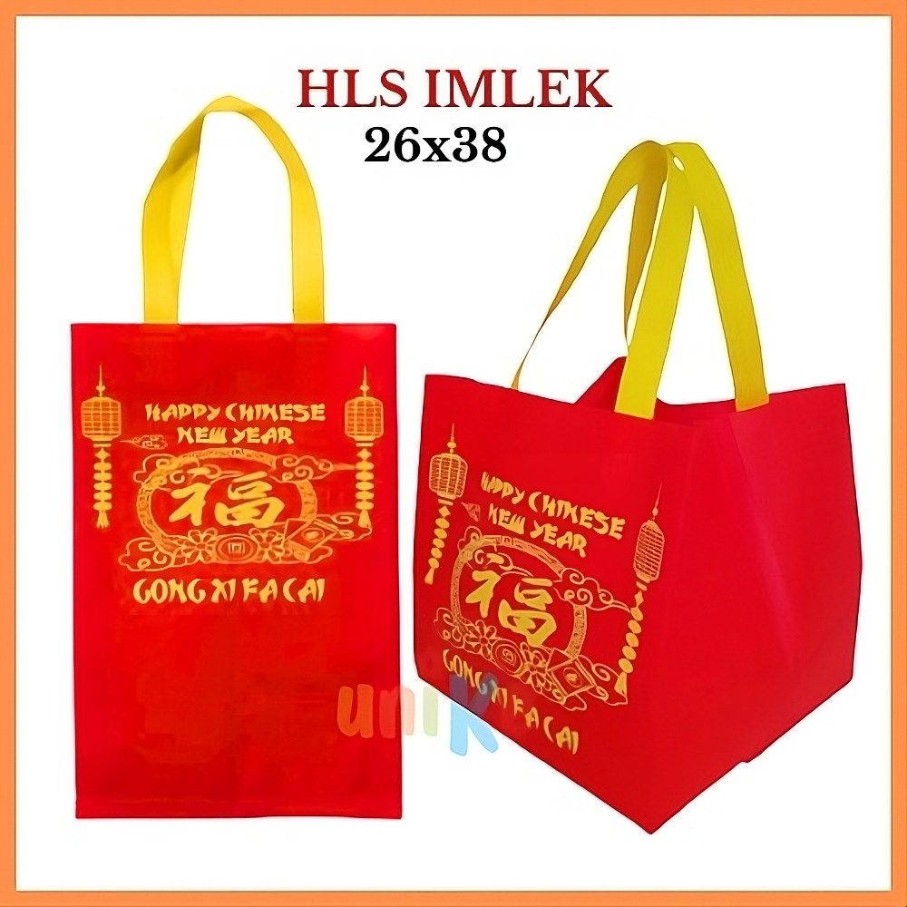 

Tas Spunbond 26X38 Lipat samping 24 Dos 24x24 Goodie Bag Imlek Hampers Muat Sembako 6 kg Besar HLS Press