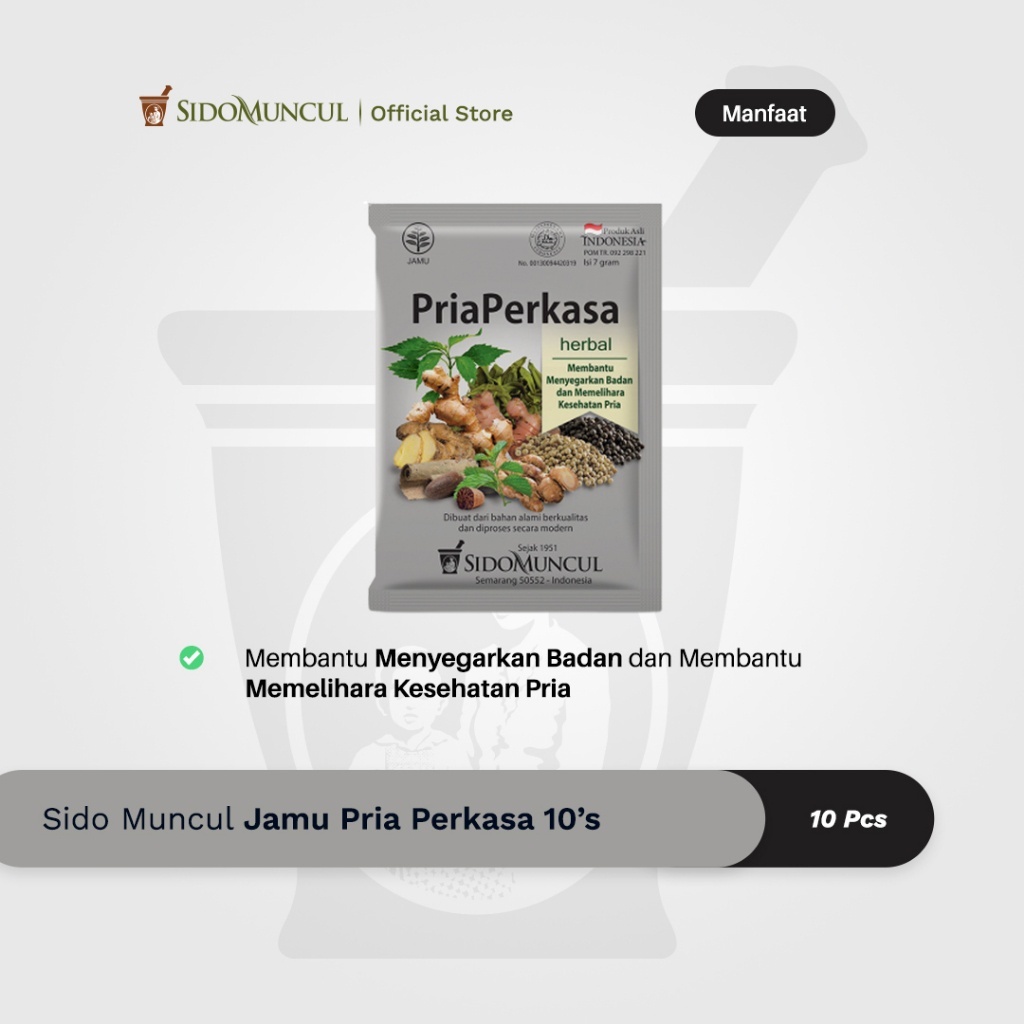 

Sido Muncul Jamu Pria Perkasa 10’s - Membantu Menyegarkan Badan dan Membantu Memelihara Kesehatan Pria