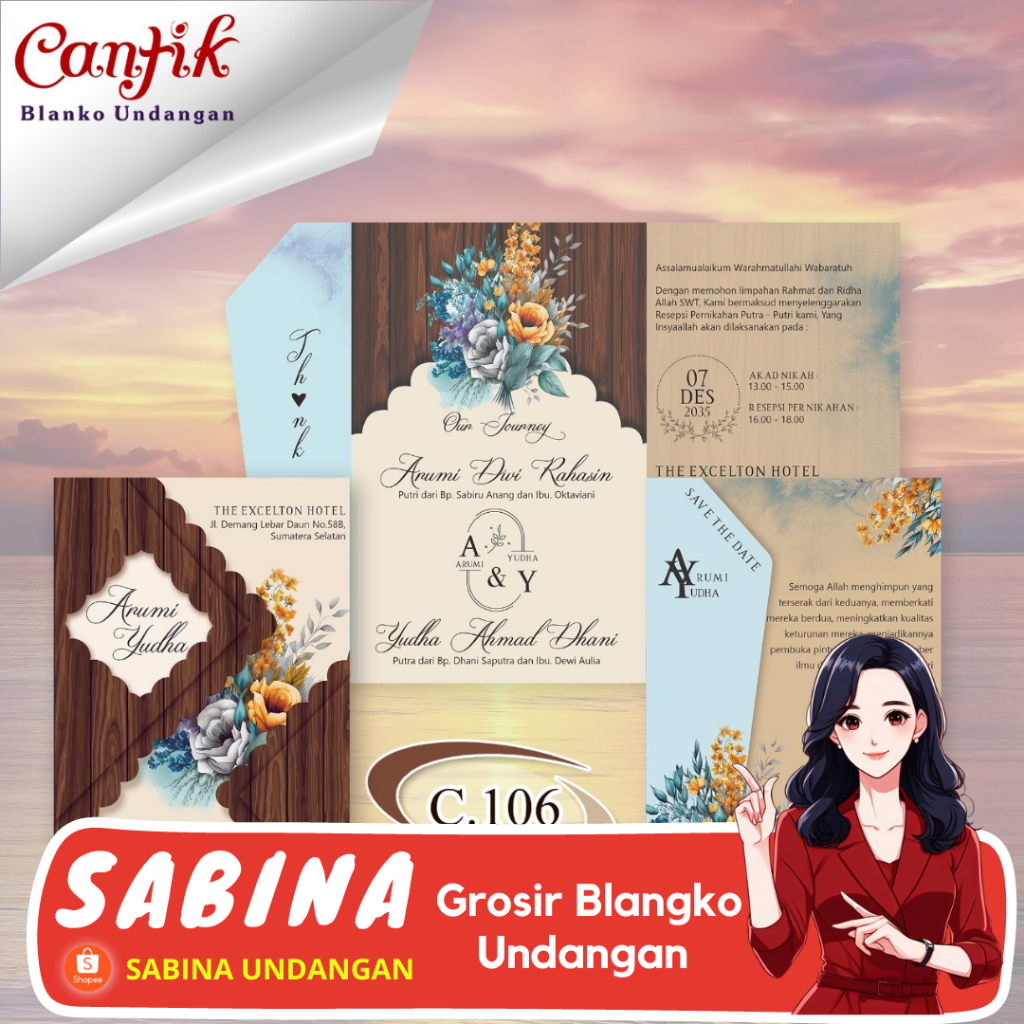 BLANGKO UNDANGAN PERNIKAHAN CANTIK 106 | SABINA UNDANGAN | KERTAS UNDANGAN | KARTU UNDANGAN | BLANGK