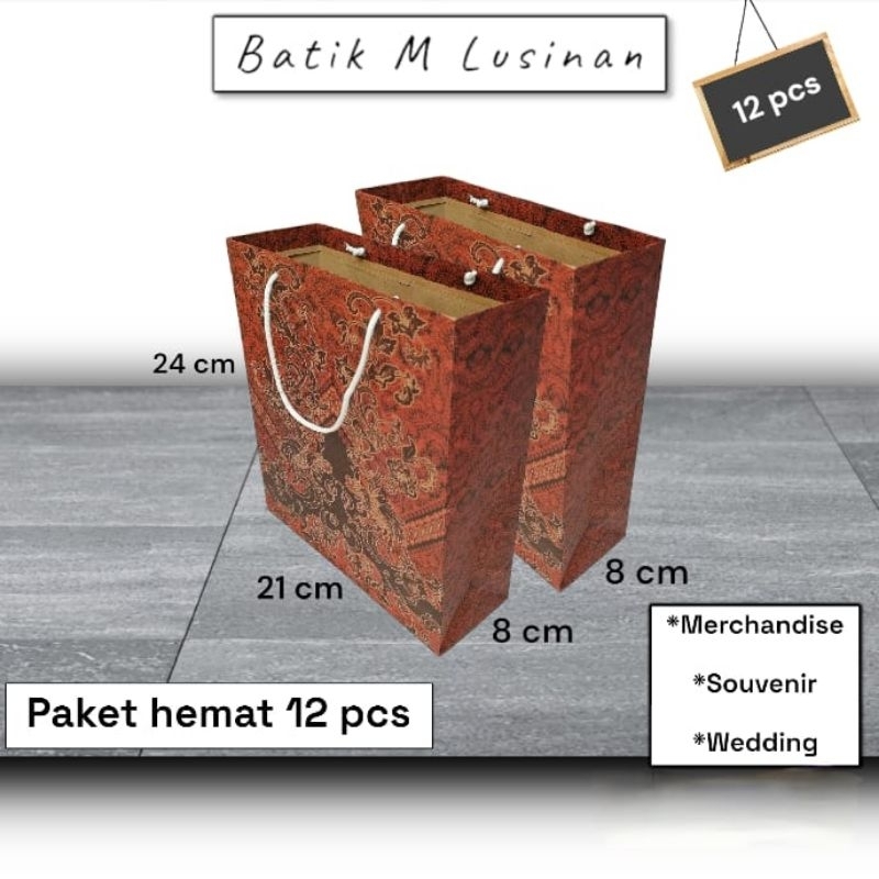 

Paper bag Batik M isi 12 pcs Ukuran 21×8×24 cm