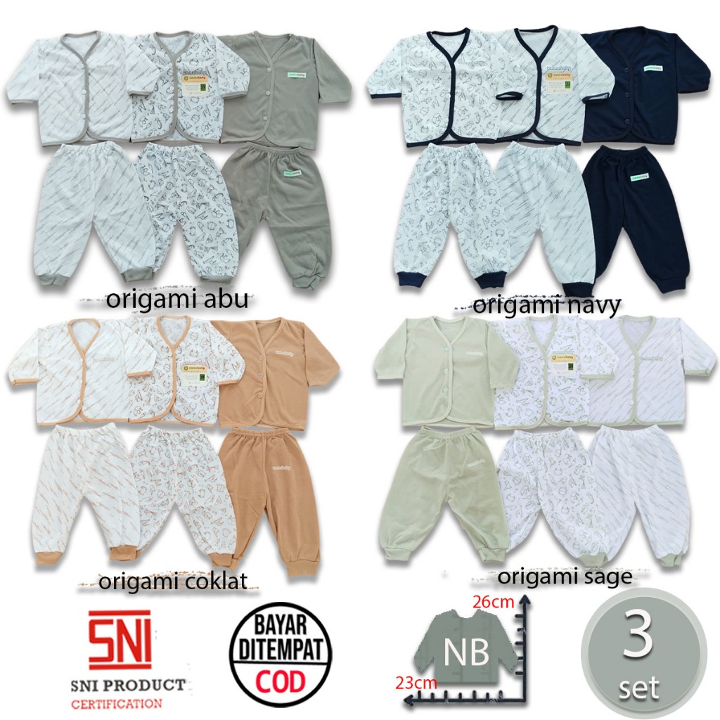 6 Pcs / 3 Set Baju Bayi Panjang Celana Bayi Setelan Bayi Baju Bayi Newborn Baju Bayi Baru Lahir Atas