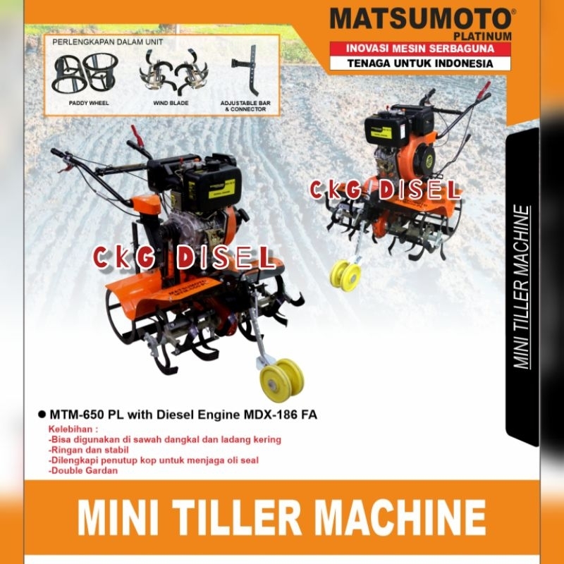 Traktor Tiller Sawah & Ladang MATSUMOTO MTM-650PL With Diesel MDX-186